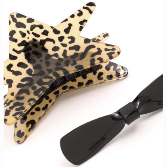 Leopard Print Star Hair Clip Set - Picture 2 of 2